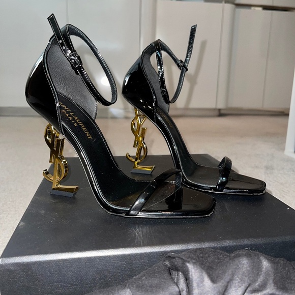 SAINT LAURENT Opyum embellished patent-leather sandals - Picture 1 of 6